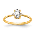 10k Polished Genuine Diamond & White Topaz Birthstone Ring