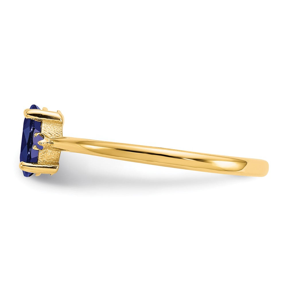 10k Polished Genuine Diamond & Sapphire Birthstone Ring