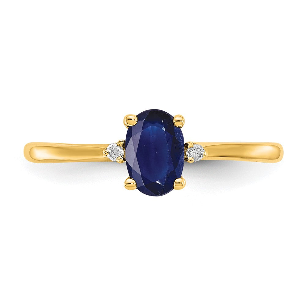 10k Polished Genuine Diamond & Sapphire Birthstone Ring