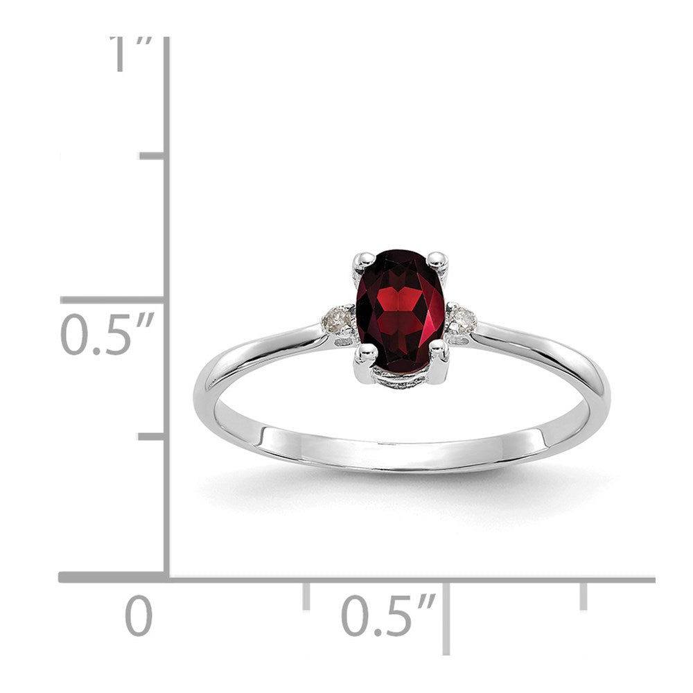 10k White Gold Polished Genuine Diamond & Garnet Birthstone Ring