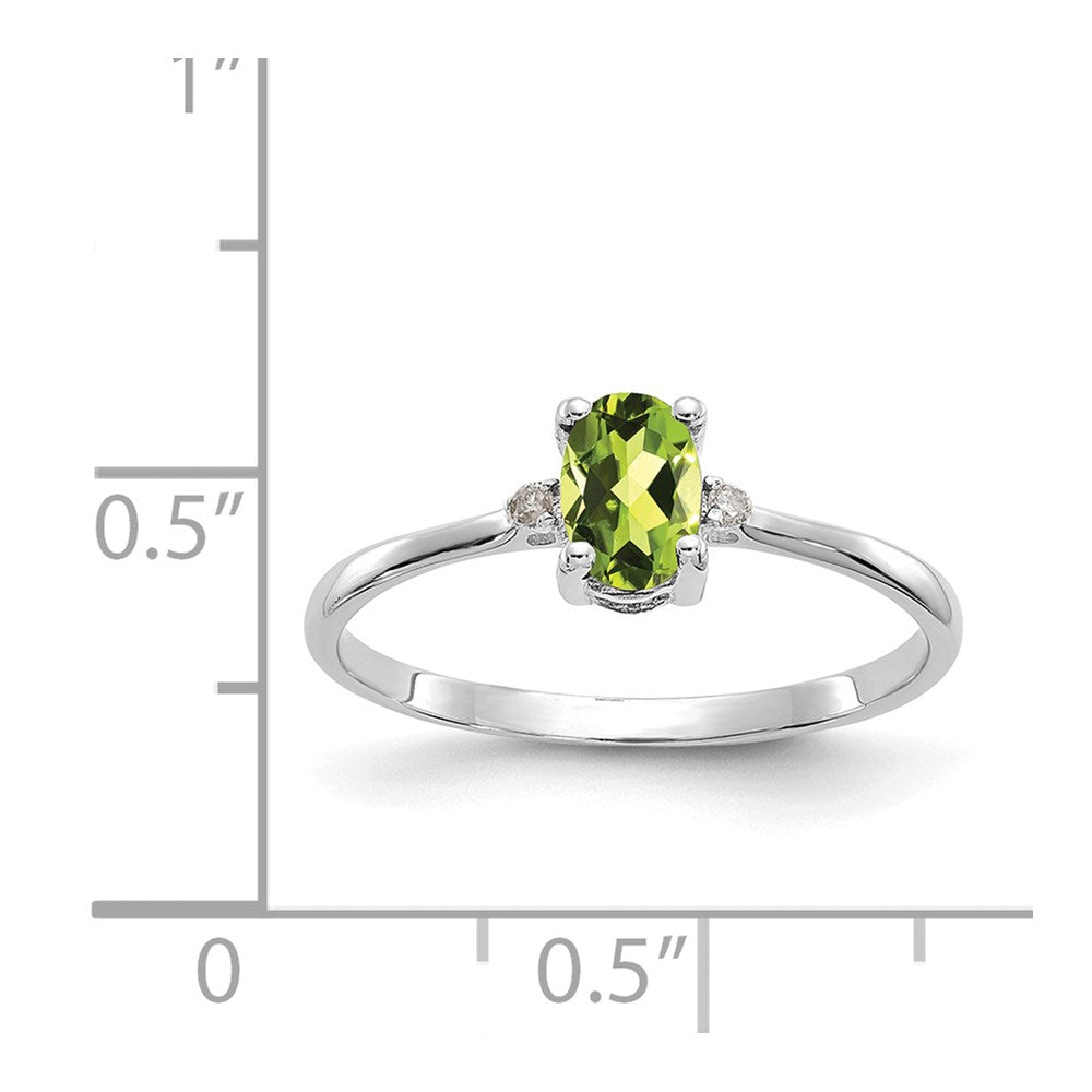 10k White Gold Polished Genuine Diamond & Peridot Birthstone Ring