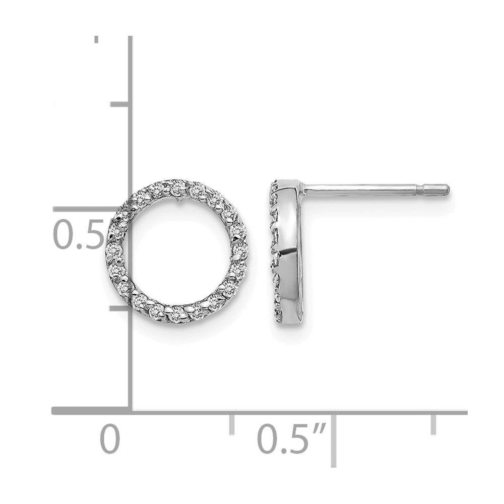 10k White Gold Diamond Open Circle Earrings