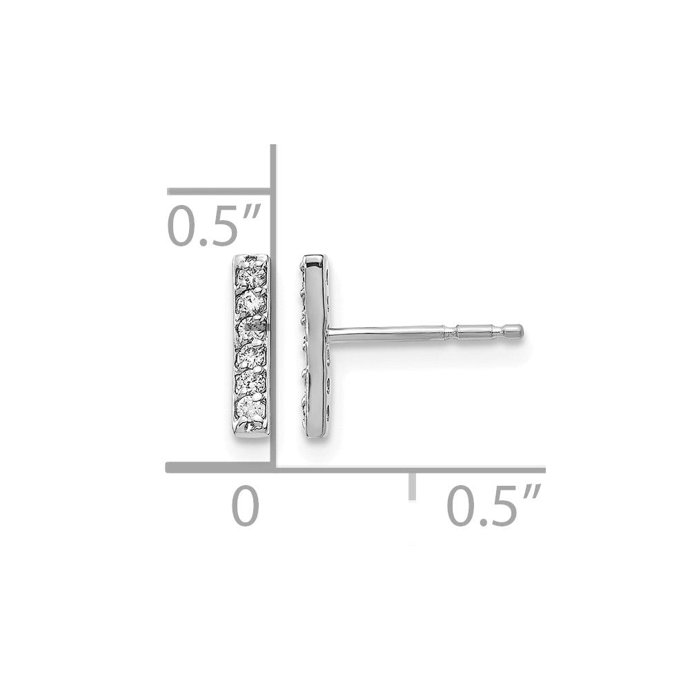 10k White Gold Diamond Bar Earrings