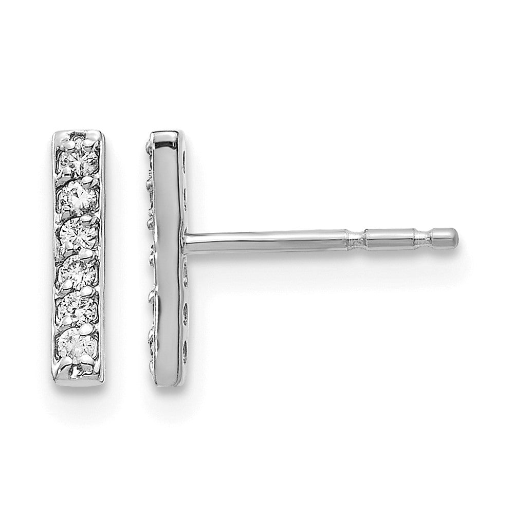10k White Gold Diamond Bar Earrings