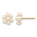 10k 2-3mm White Egg Freshwater Cultured Pearl Flower Earrings