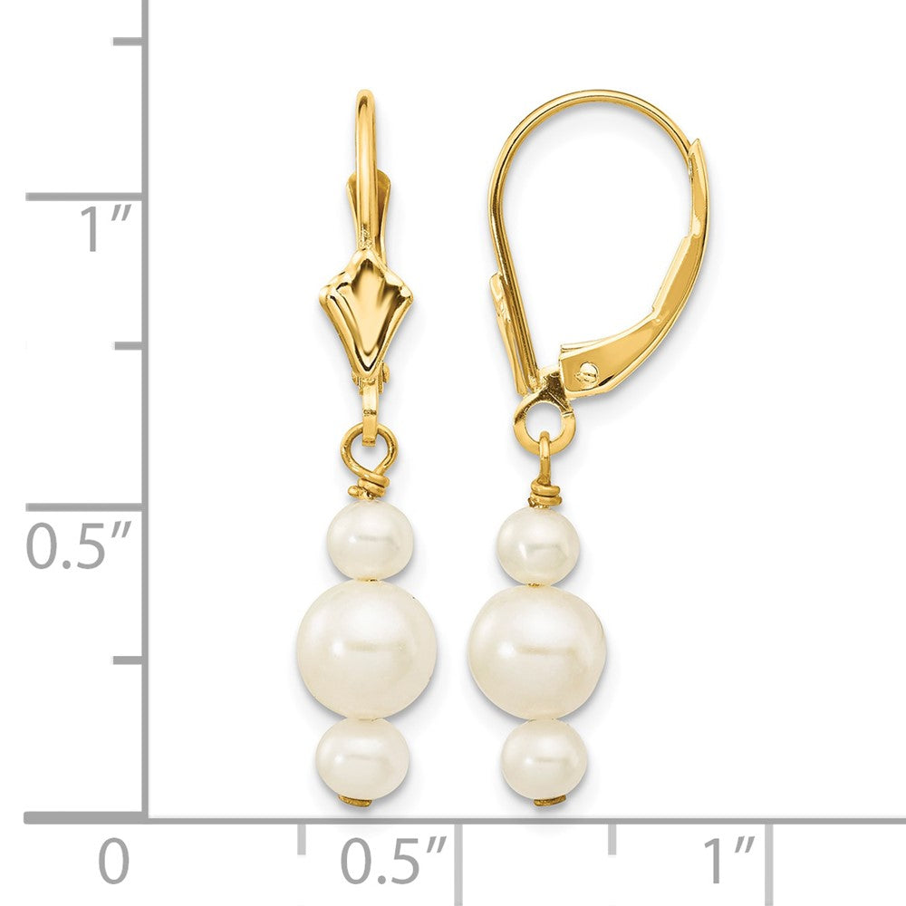 10K 3-3.5mm & 5-5.5mm Semi-Round FWC Pearl Leverback Dangle Earrings