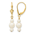 10K 3-3.5mm & 5-5.5mm Semi-Round FWC Pearl Leverback Dangle Earrings