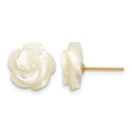 10k 10mm White Mother of Pearl Flower Design Post Stud Earrings