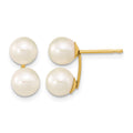 10k 6-7mm White Round FW Cultured Double Pearl Post Earrings