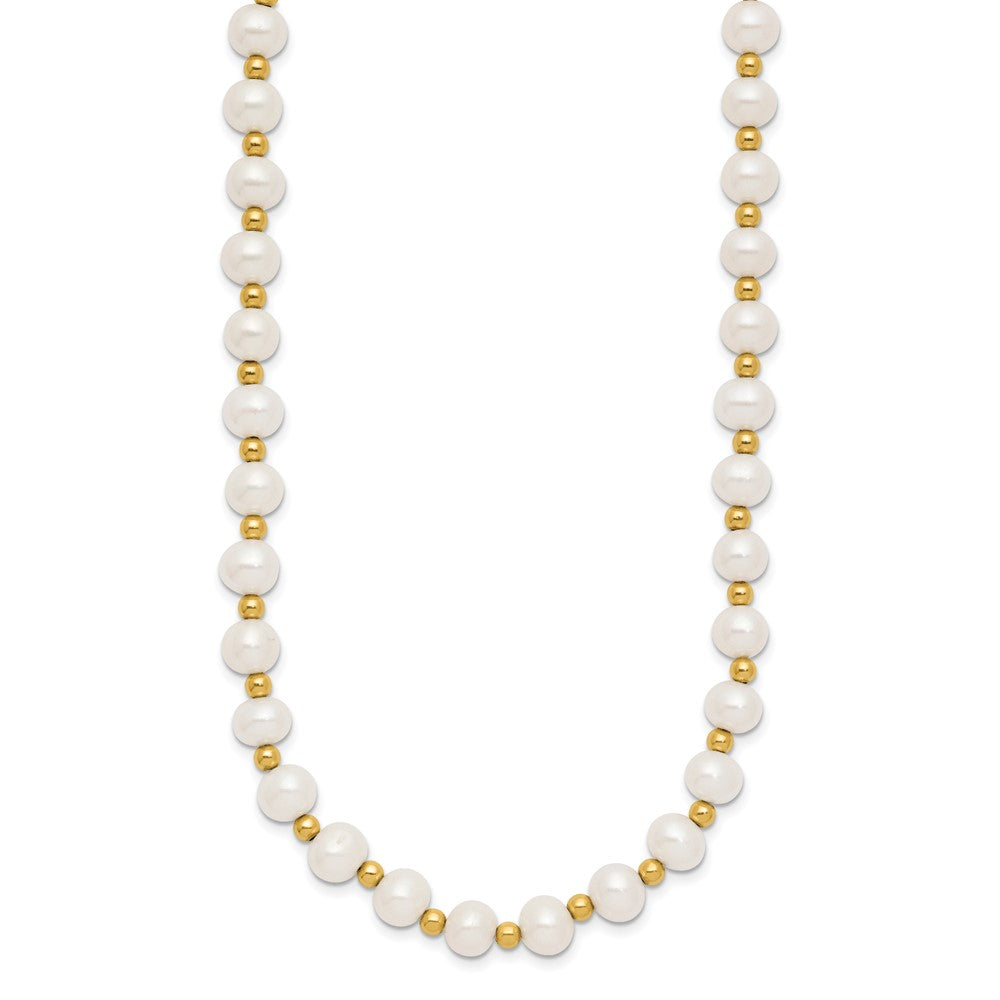 10K 6-7mm White Near Round FW Cultured Pearl Bead Necklace