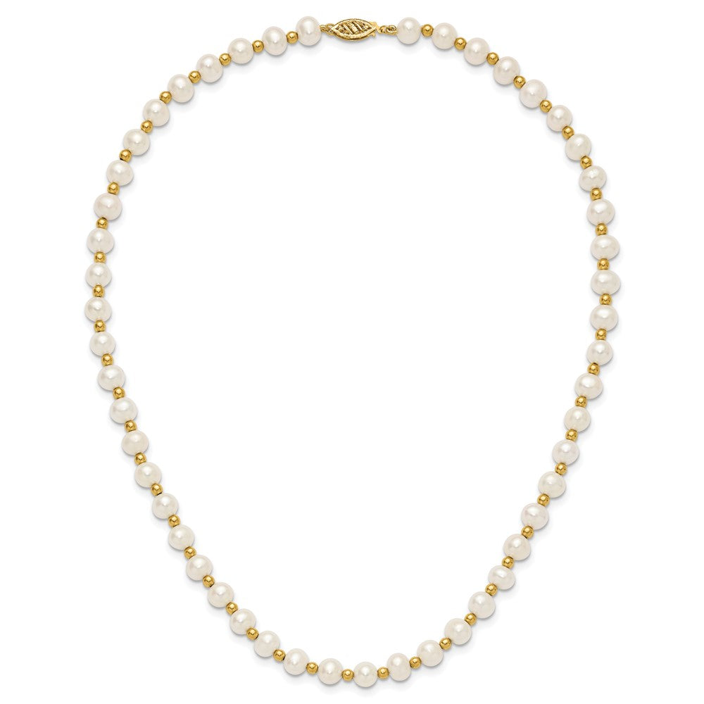 10K 6-7mm White Near Round FW Cultured Pearl Bead Necklace