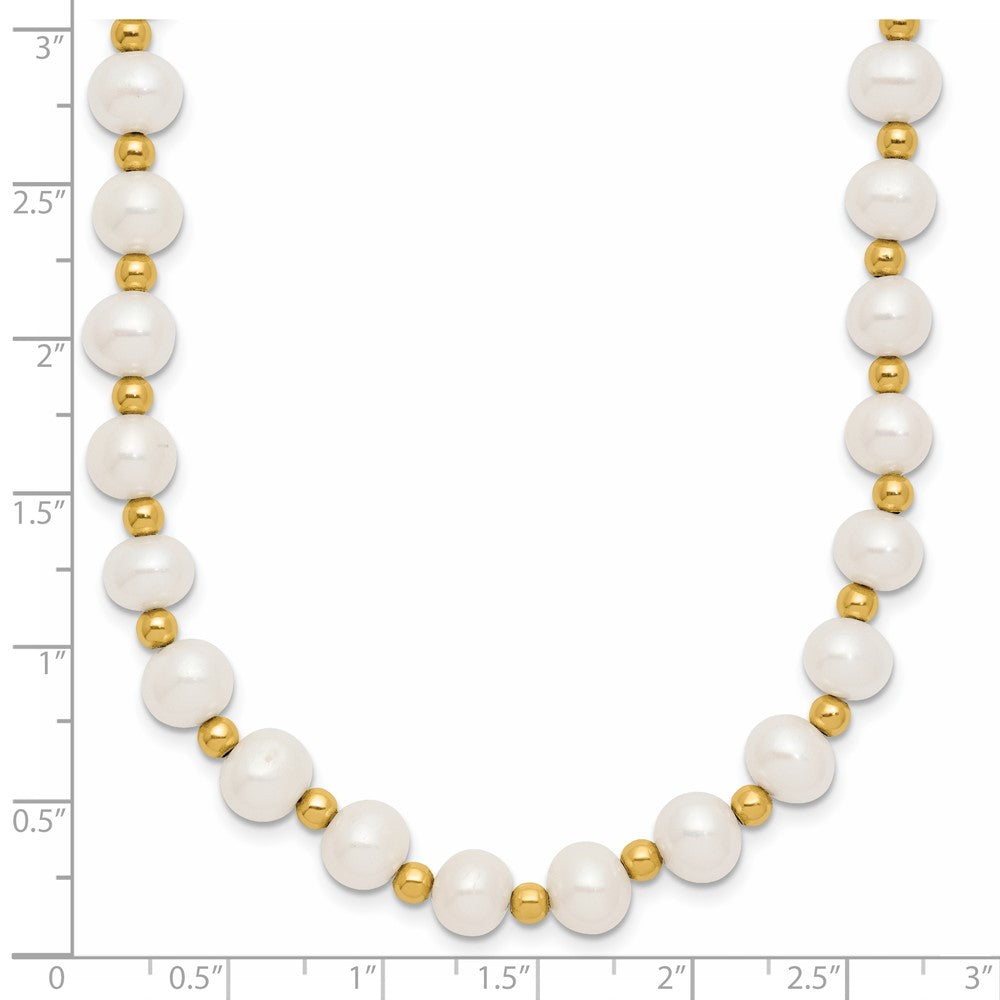 10K 6-7mm White Near Round FW Cultured Pearl Bead Necklace