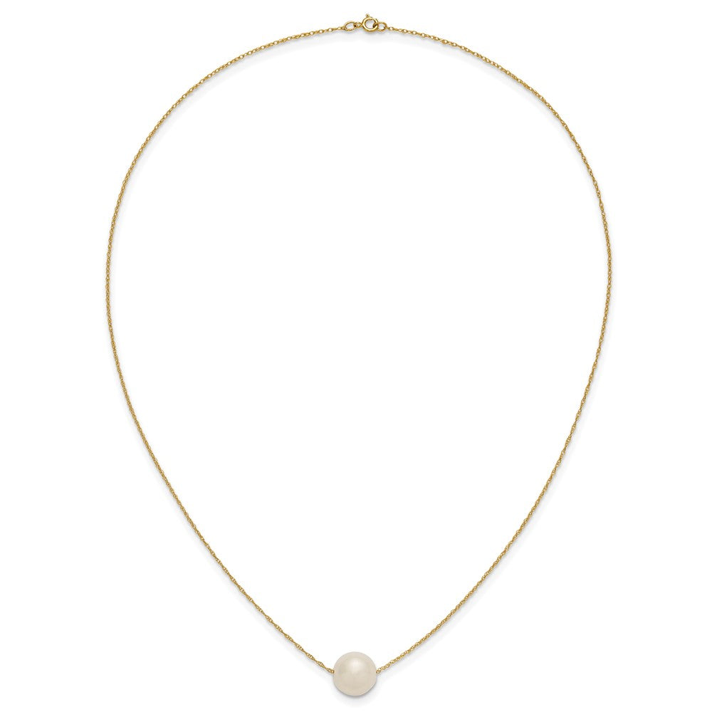 10k 10-11mm Round White FWC Pearl Rope Necklace