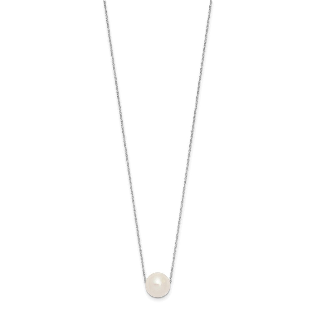 10k White Gold 10-11mm Round White FWC Pearl Rope Necklace