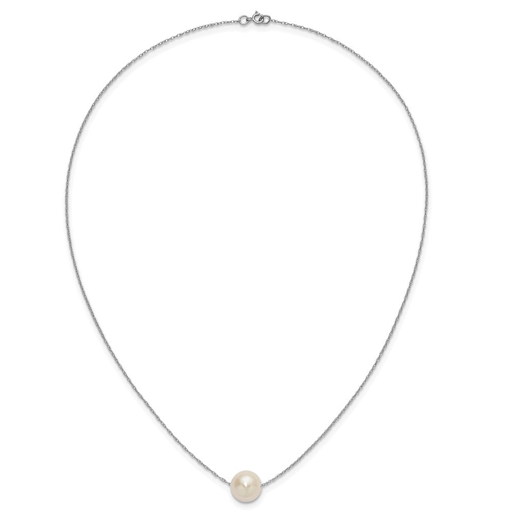 10k White Gold 10-11mm Round White FWC Pearl Rope Necklace