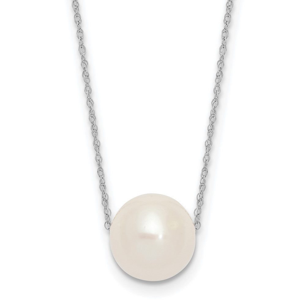 10k White Gold 10-11mm Round White FWC Pearl Rope Necklace