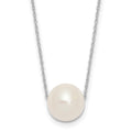 10k White Gold 10-11mm Round White FWC Pearl Rope Necklace
