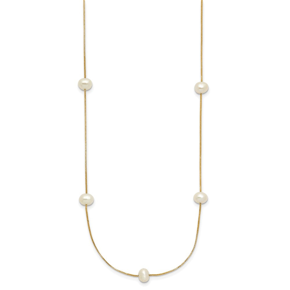 10k 5-6mm Round White FWC Pearl 9-Station Necklace