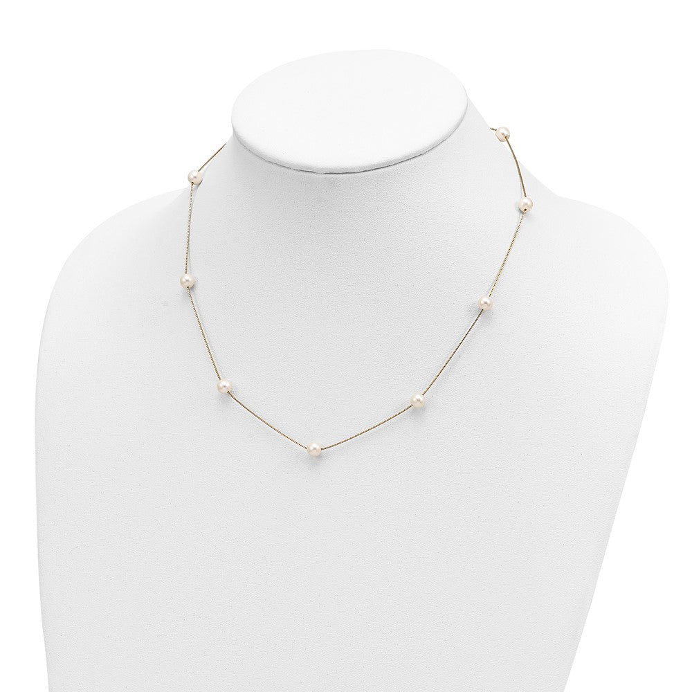 10k 5-6mm Round White FWC Pearl 9-Station Necklace