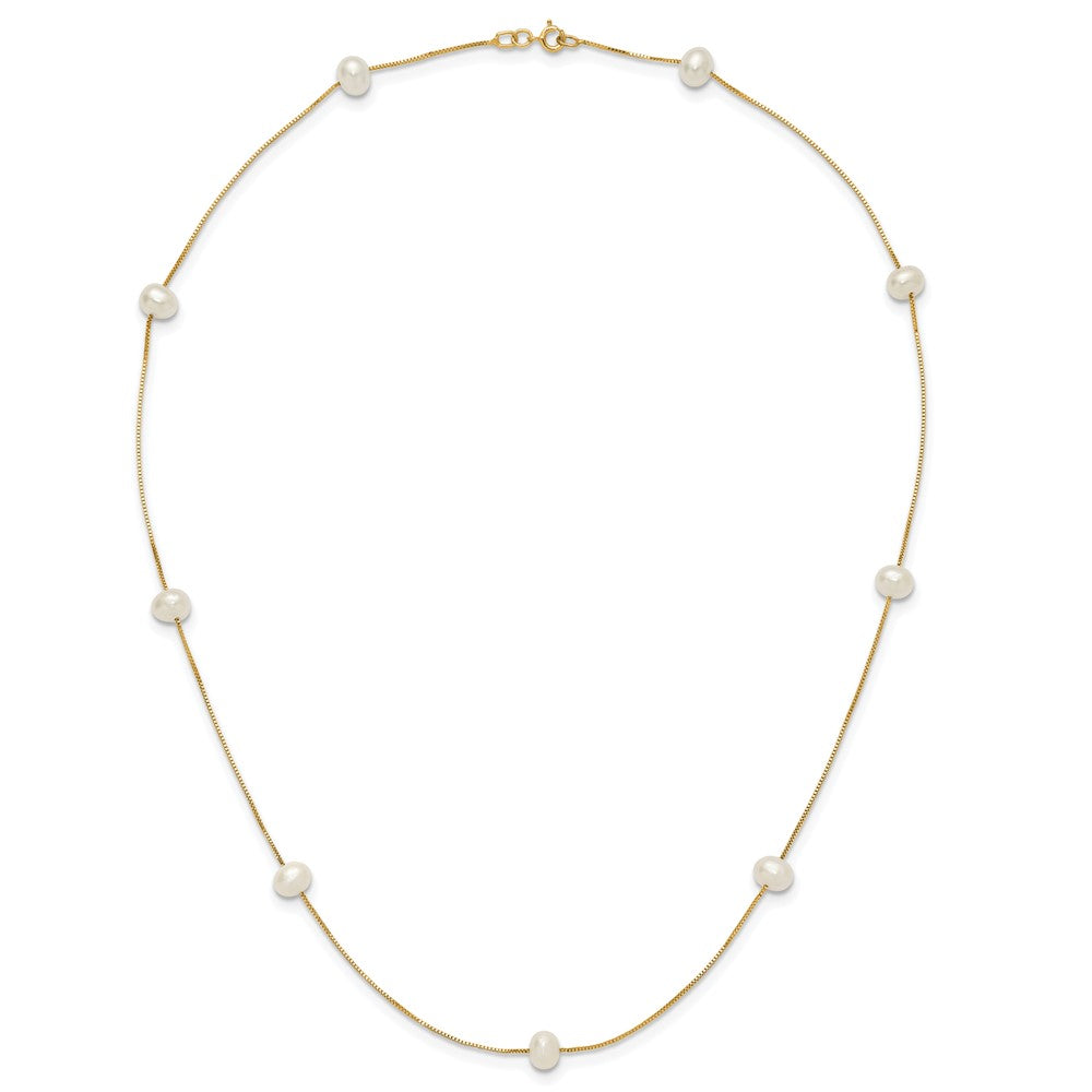 10k 5-6mm Round White FWC Pearl 9-Station Necklace