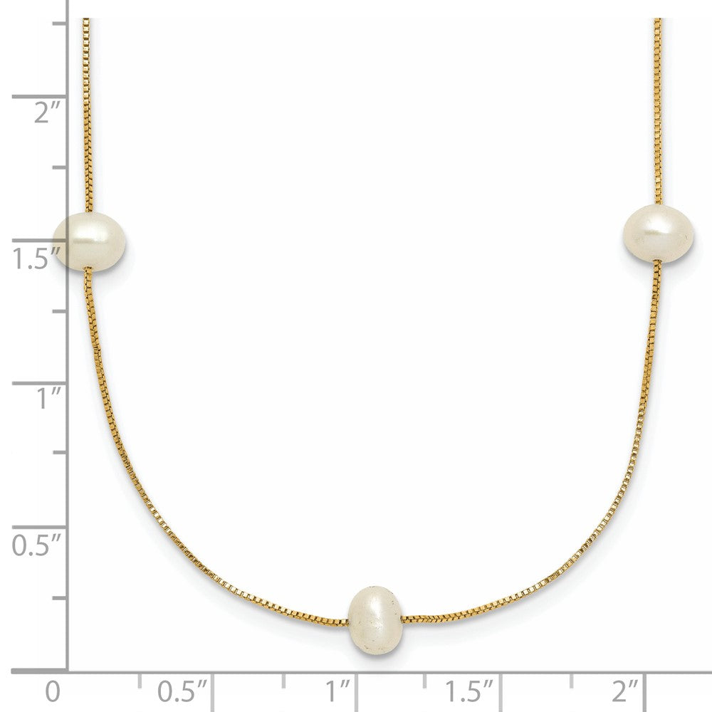 10k 5-6mm Round White FWC Pearl 9-Station Necklace