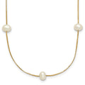 10k 5-6mm Round White FWC Pearl 9-Station Necklace