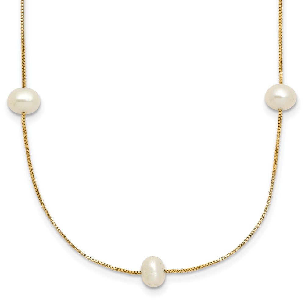 10k 5-6mm Round White FWC Pearl 9-Station Necklace