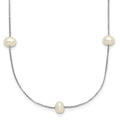 10K White Gold 5-6mm Round White FWC Pearl 9-Station Necklace