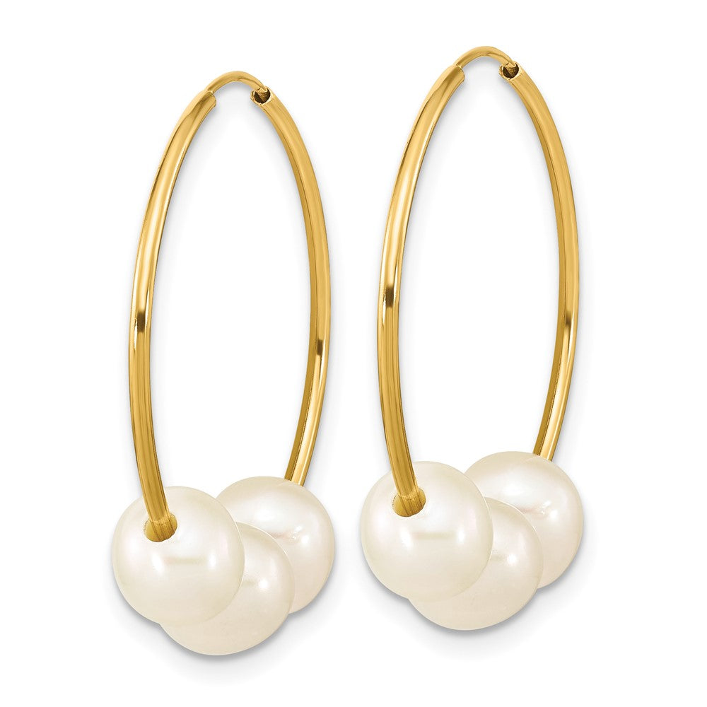 10k 6-7mm Semi-round White FWC Pearl Hoop Dangle