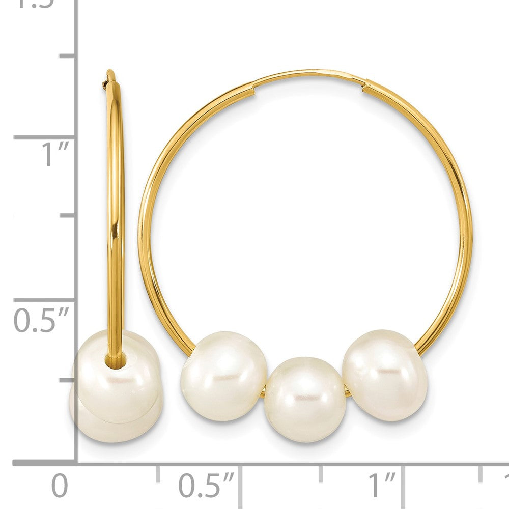 10k 6-7mm Semi-round White FWC Pearl Hoop Dangle