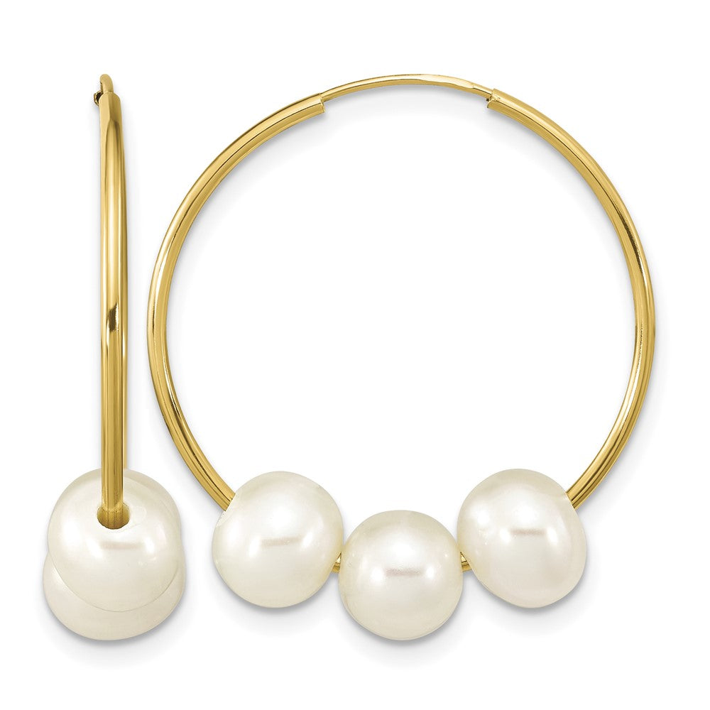 10k 6-7mm Semi-round White FWC Pearl Hoop Dangle