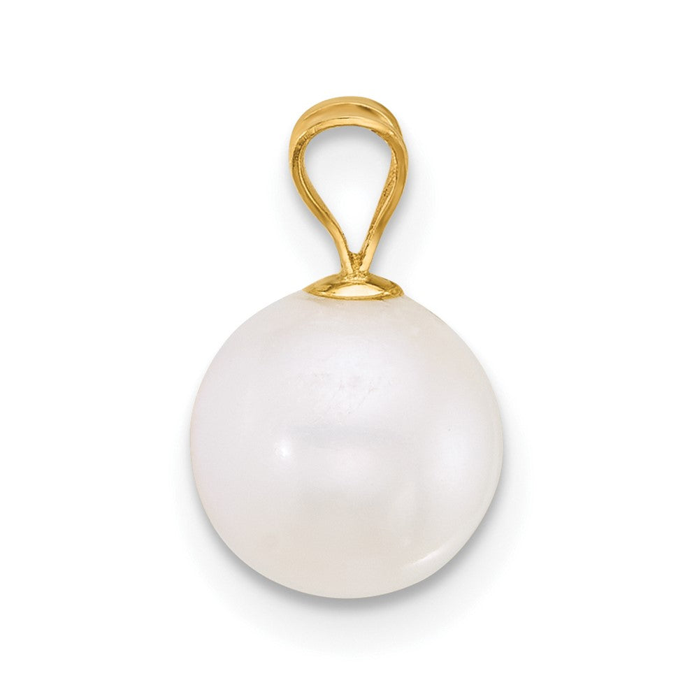 10k 8-9mm Round White Freshwater Cultured Pearl Pendant