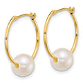 10k 7-8mm Semi-Rnd White Freshwater Cultured Pearl Hoop Earrings