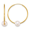 10k 6-7mm Semi-Round Freshwater Cultured Pearl Hoop Earrings