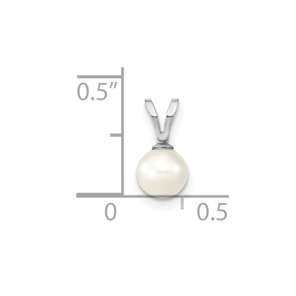 10k WG 5-6mm Round White Freshwater Cultured Pearl Pendant