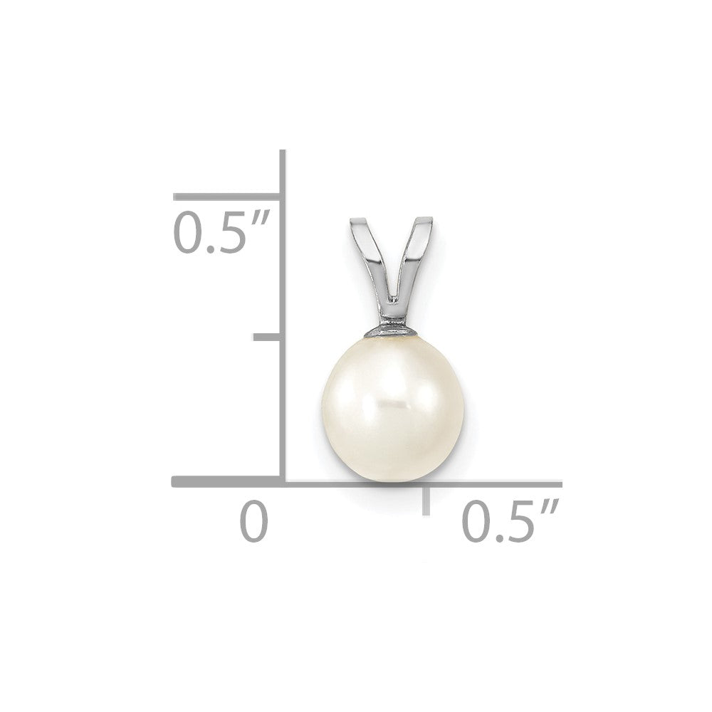 10k WG 6-7mm Round White Freshwater Cultured Pearl Pendant