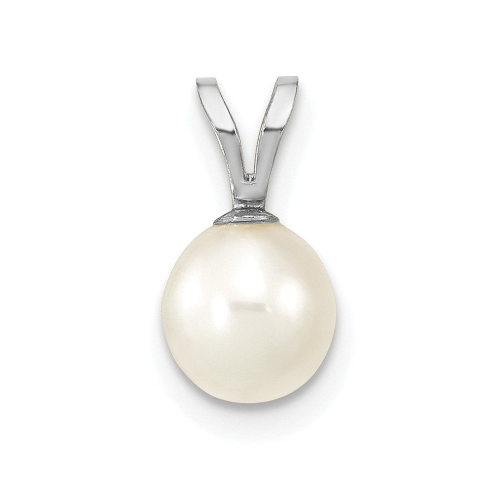 10k WG 6-7mm Round White Freshwater Cultured Pearl Pendant