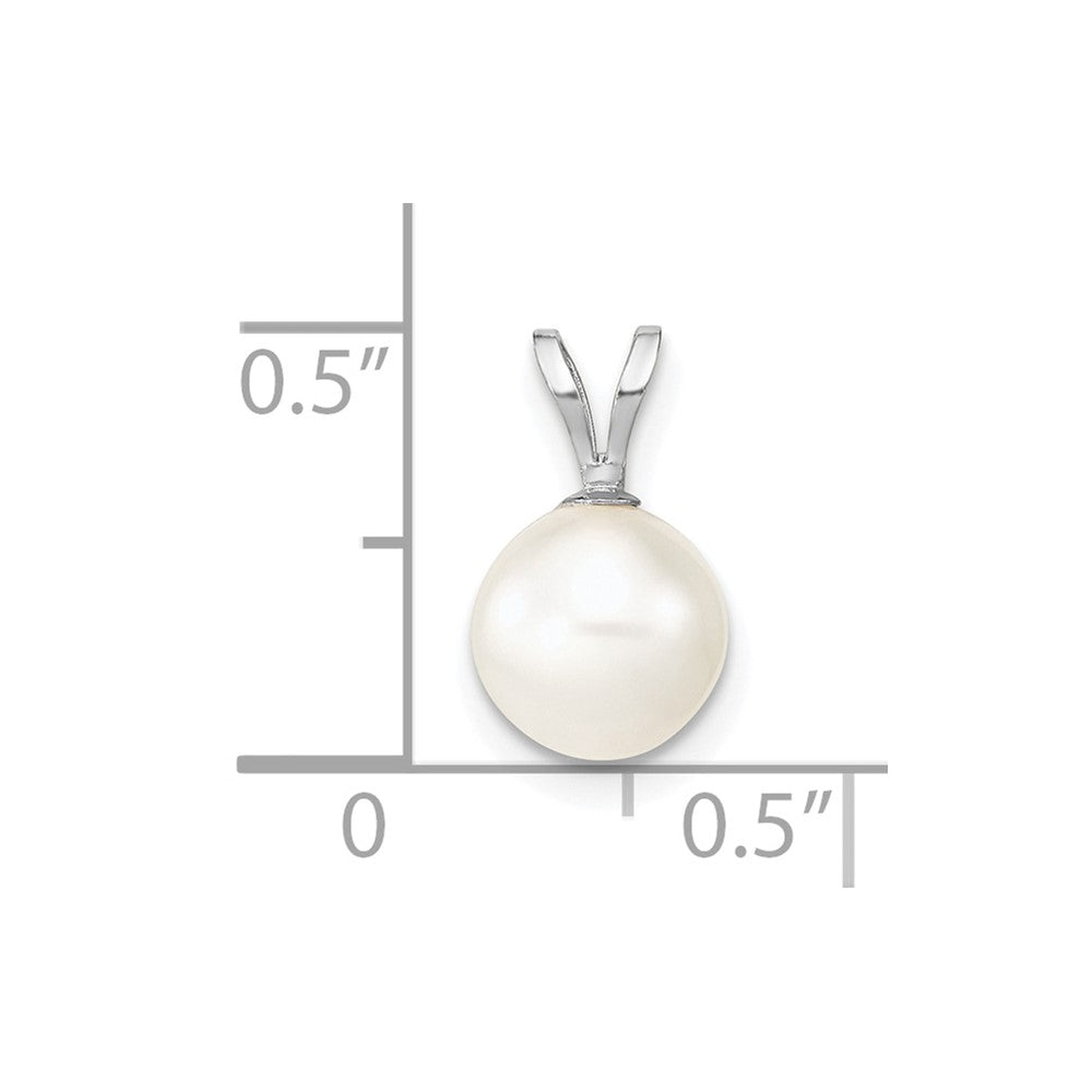10k WG 7-8mm Round White Freshwater Cultured Pearl Pendant
