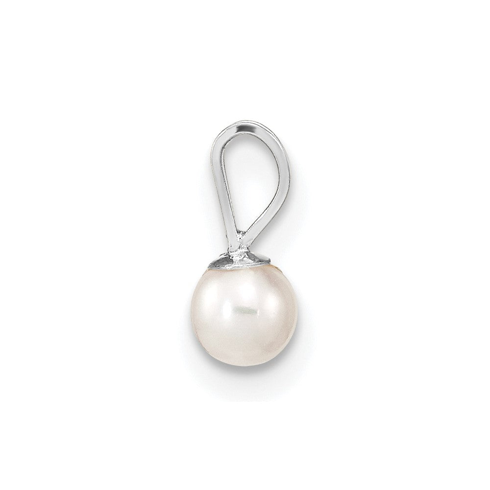 10k WG 3-4mm Round White Freshwater Cultured Pearl Pendant