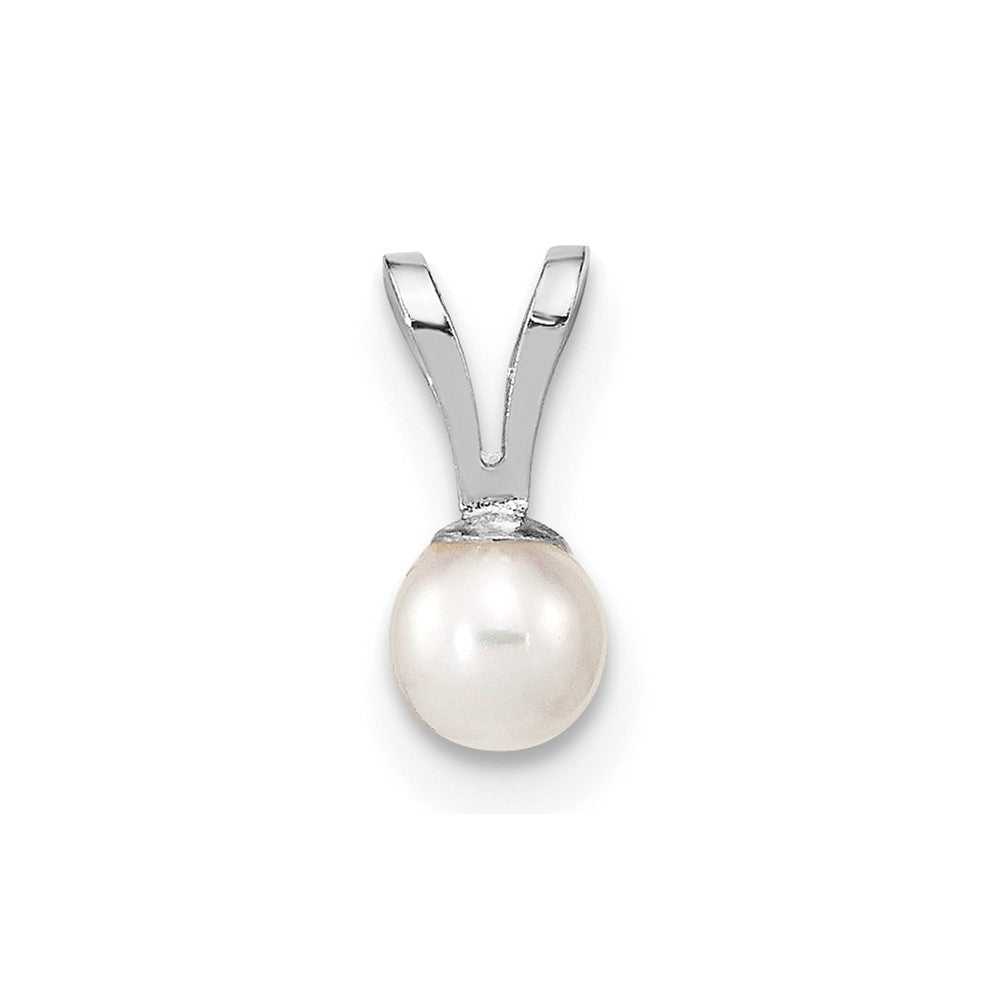 10k WG 3-4mm Round White Freshwater Cultured Pearl Pendant