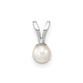 10k WG 3-4mm Round White Freshwater Cultured Pearl Pendant