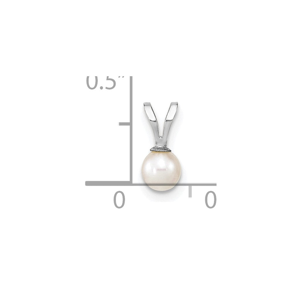 10k WG 4-5mm Round White Freshwater Cultured Pearl Pendant