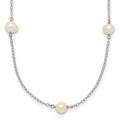 10K White Gold 5-6mm Round White FWC Pearl 7 Station Necklace