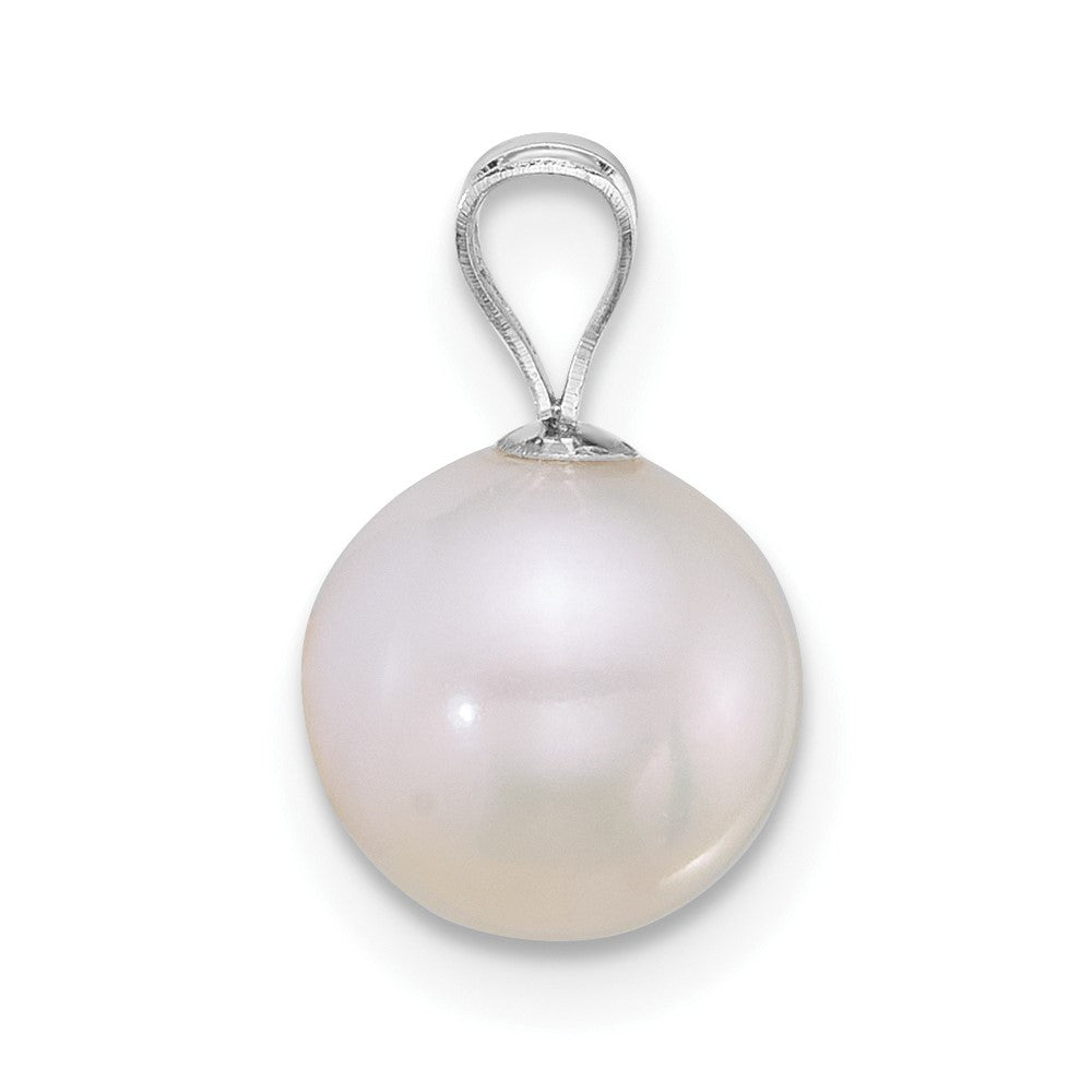 10k WG 8-9mm Round White Freshwater Cultured Pearl Pendant