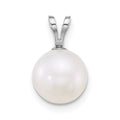 10k WG 8-9mm Round White Freshwater Cultured Pearl Pendant