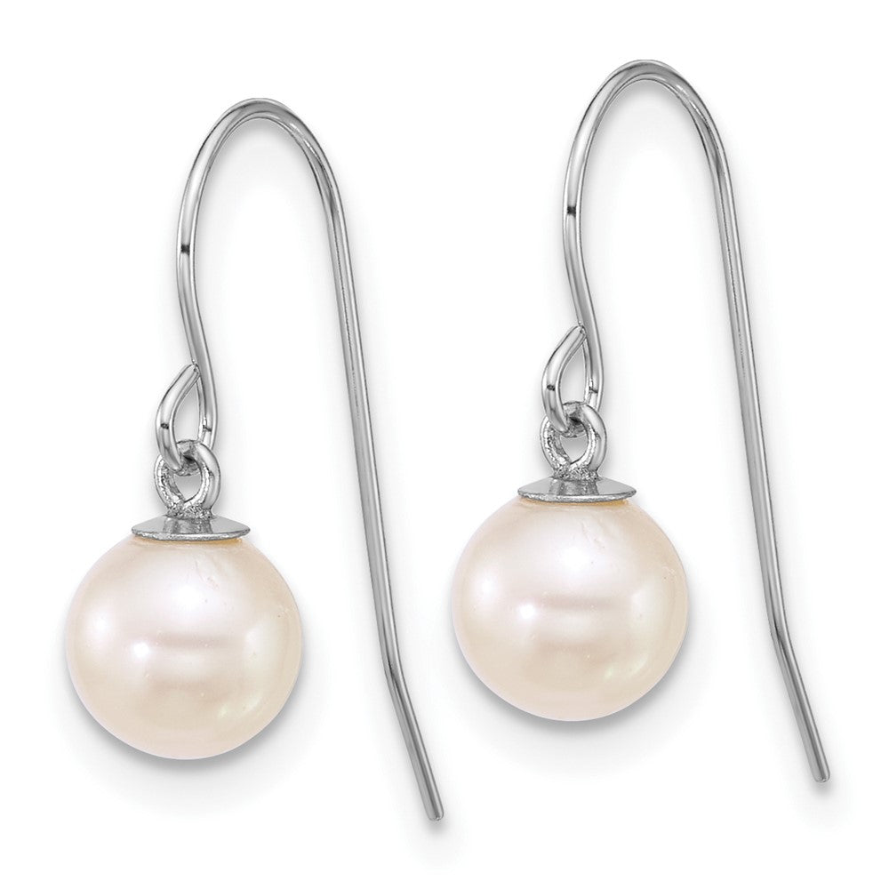 10k WG 6-7mm Rnd White Freshwater Culture Pearl Dangle Earrings