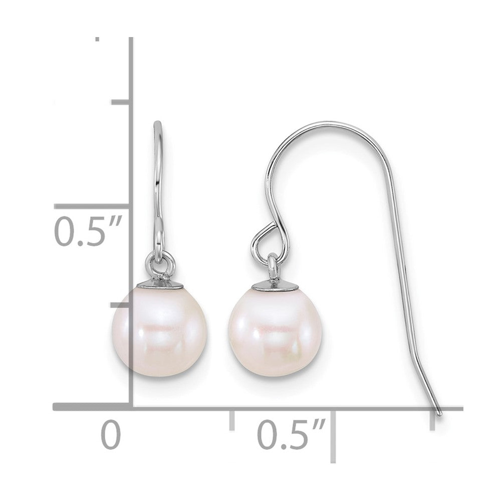 10k WG 6-7mm Rnd White Freshwater Culture Pearl Dangle Earrings