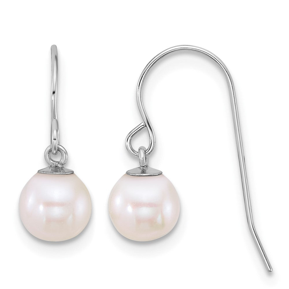 10k WG 6-7mm Rnd White Freshwater Culture Pearl Dangle Earrings