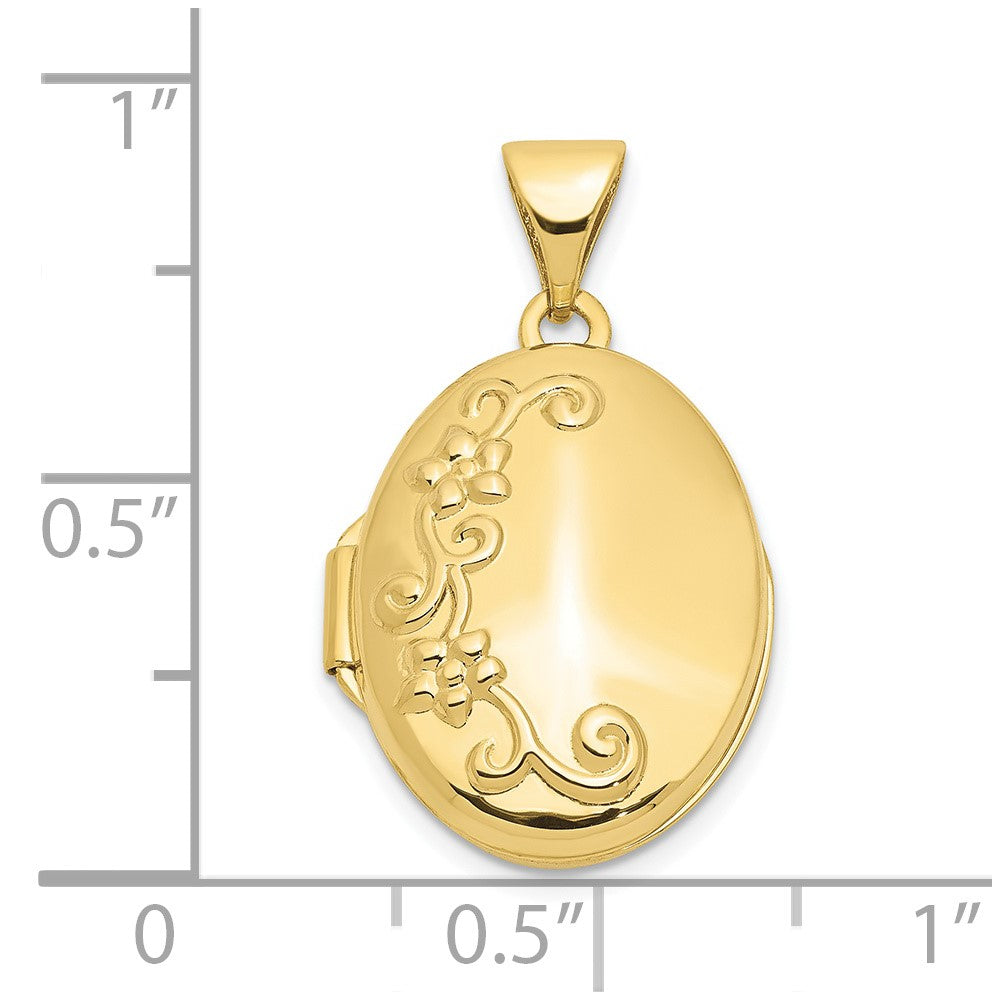 10k Floral Oval Locket