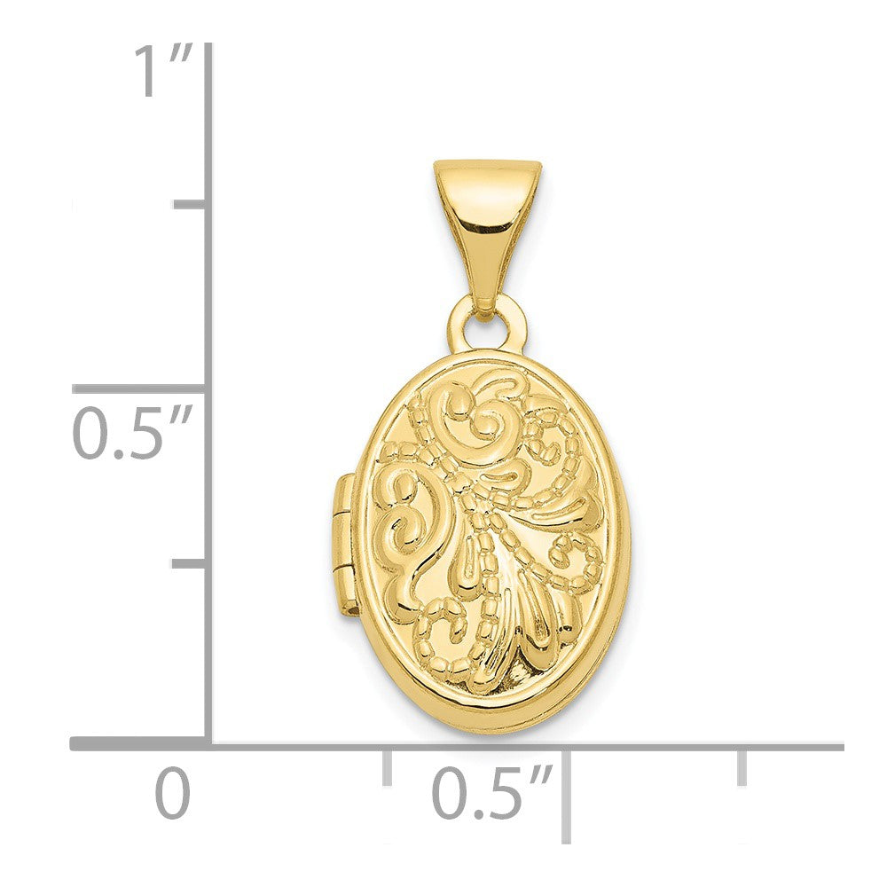 10ky Beaded Scroll Design Oval Locket